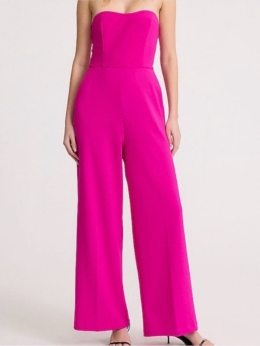 Express Strapless Wide-Leg Jumpsuit in Hot Pink